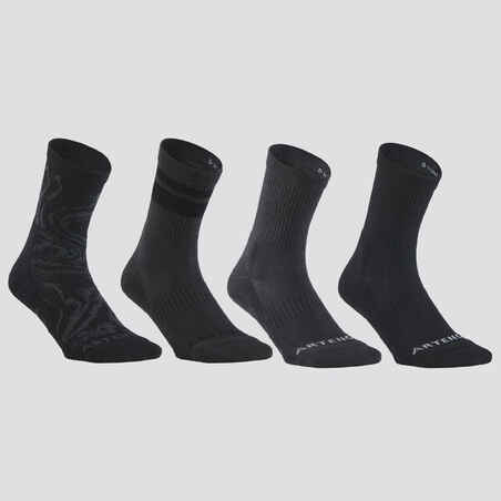 High-Cut Tennis Socks 4-Pack RS 300 - Grey/Black Print