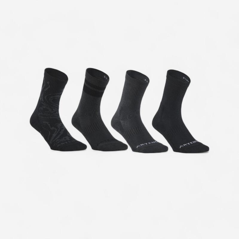 Set 4  perechi șosete lungi de tenis Artengo RS300 Gri (x2) Negru (x2) Bărbați