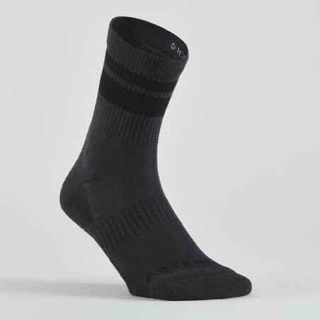 Vaikiškos ilgos teniso kojinės „RS 300“, 4 poros, pilkos, juodos, su raštu