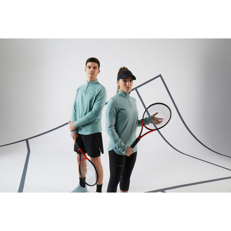 Men's Half-Zip Long-Sleeved Thermal Tennis Sweatshirt - Verdigris