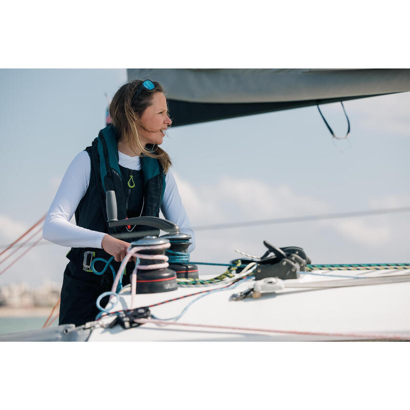 Uv-werend damesshirt met lange mouwen voor zeilen Sailing 500 wit