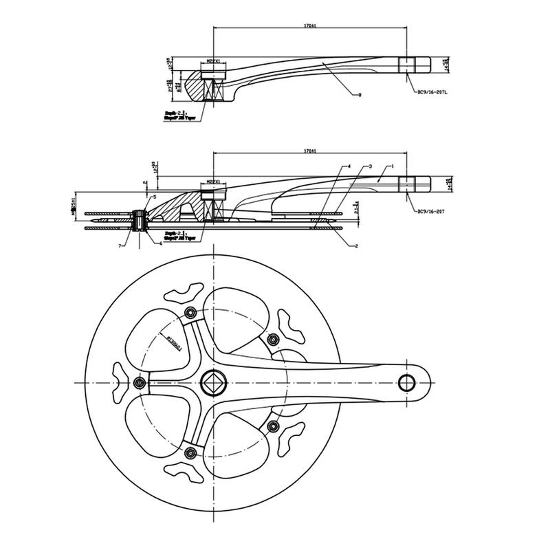 Mechanizm korbowy jednorzędowy 52T Decathlon