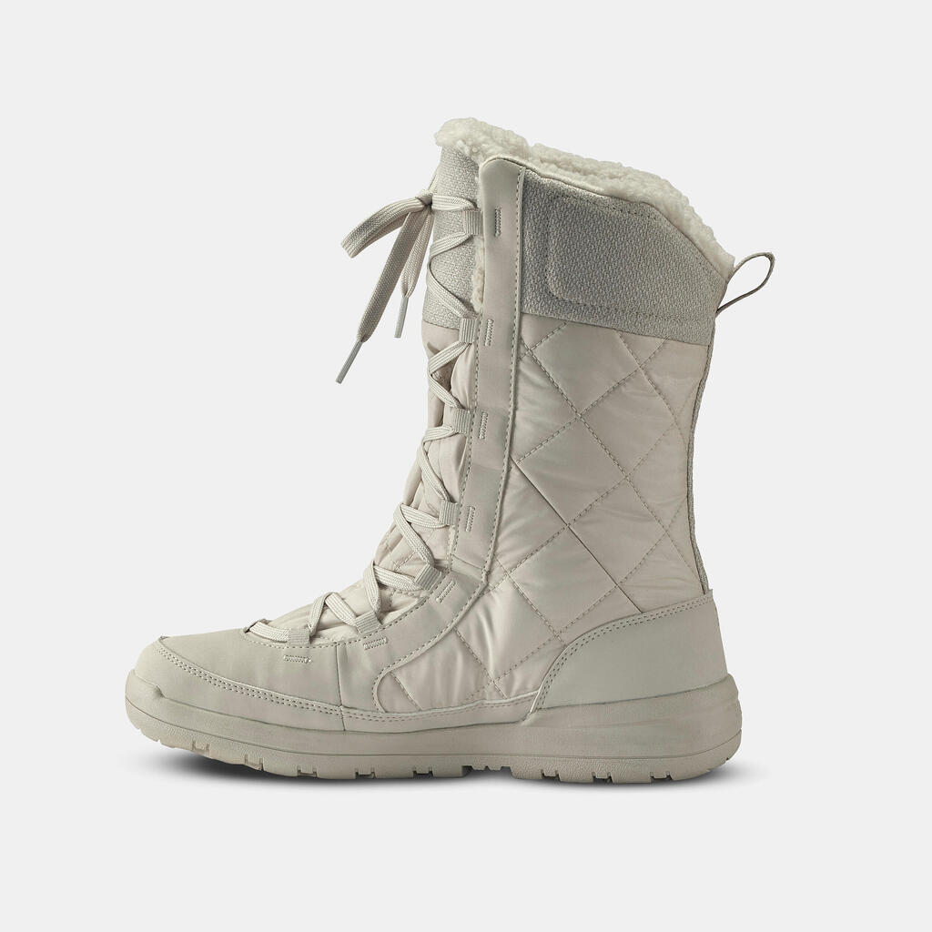 Čizme za snijeg SH500 na vezice tople i vodootporne ženske bež