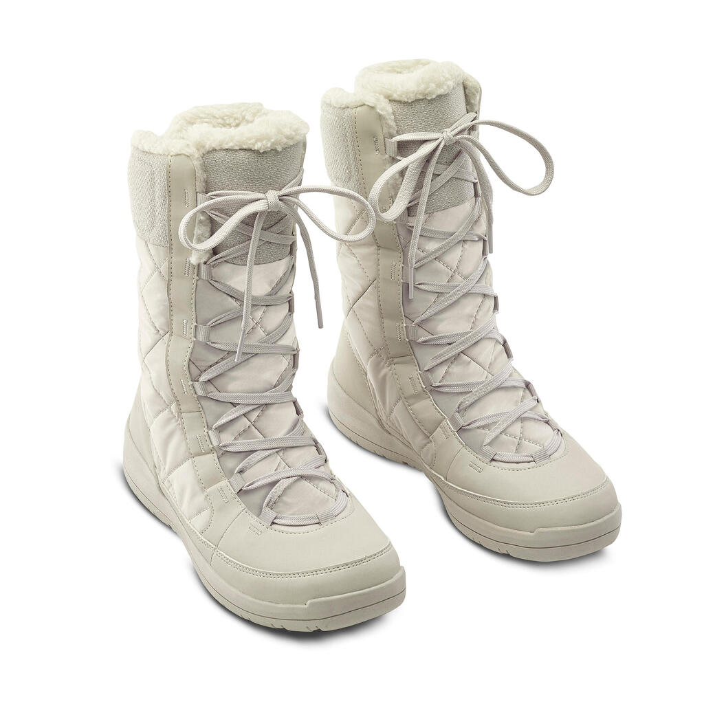 Čizme za snijeg SH500 na vezice tople i vodootporne ženske bež