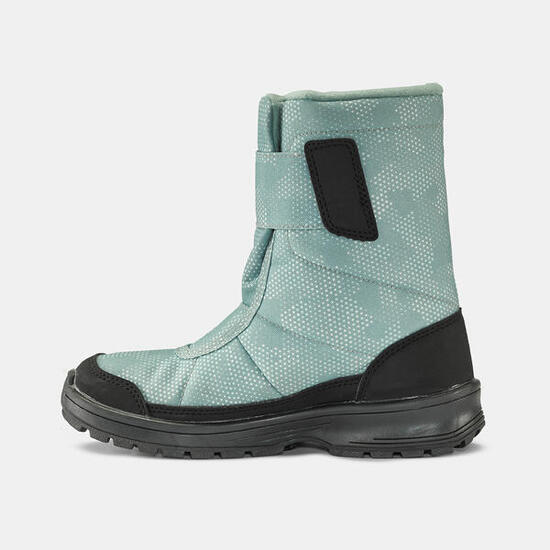 Bottes de neige chaudes et imperméables enfant du 24 au 38, SH100 scratch vert