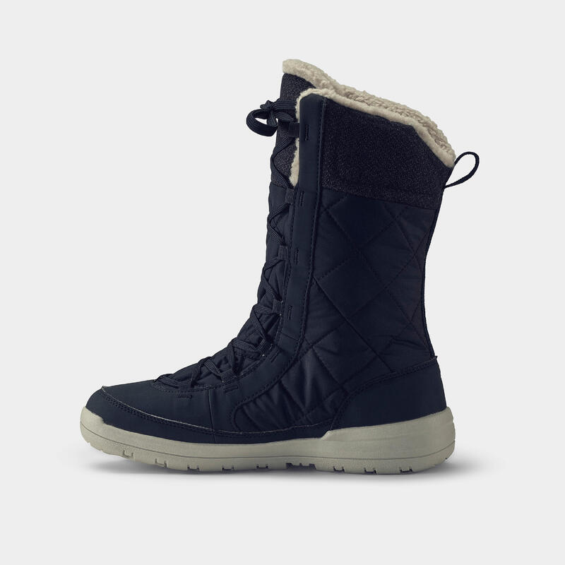 Snowboots dames - waterdichte sneeuwlaarzen met veters - SH100 - hoog - zwart