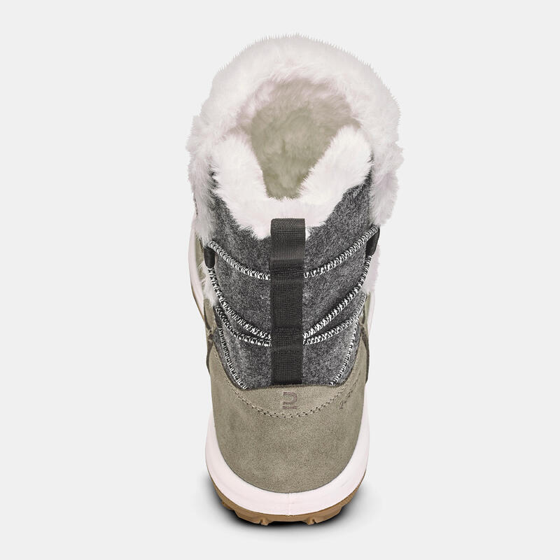 Schneestiefel Damen Leder warm wasserdicht Winterwandern - SH500 grün