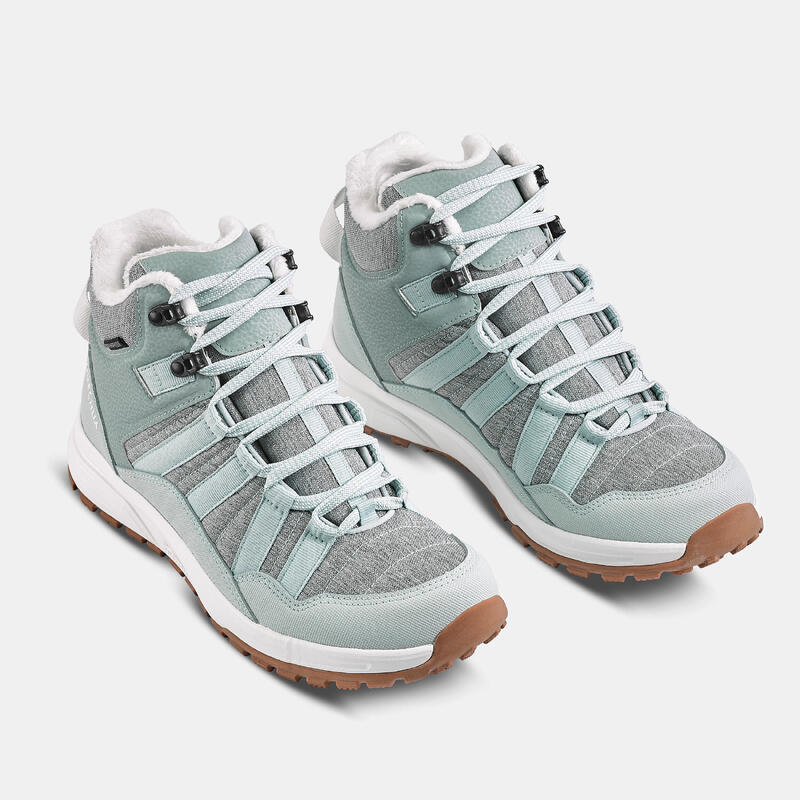 Chaussures de randonnée chaudes et imperméables femme, NH500 Mid vert