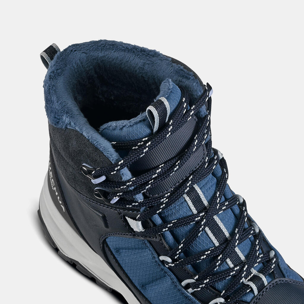 Wanderschuhe Damen halbhoch warm wasserdicht - SH500 Mountain schwarz/blau