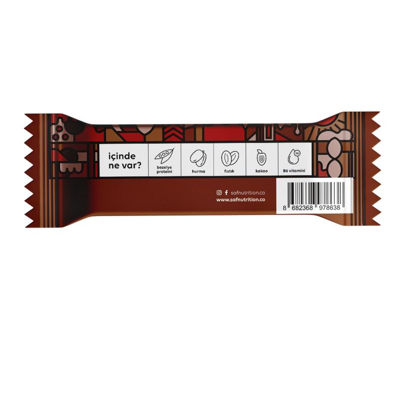 Saf Bitkisel Yüksek Protein Bar, Fıstık Kakao