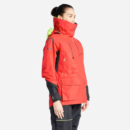 Rdeča ženska jadralna jakna OFFSHORE 900 