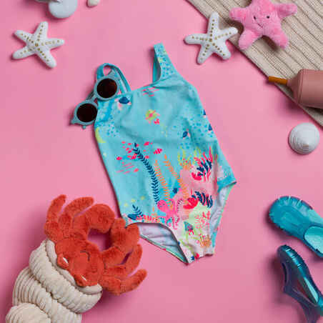 Baby Girls' 1-Piece Swimsuit - Aquamarine Print