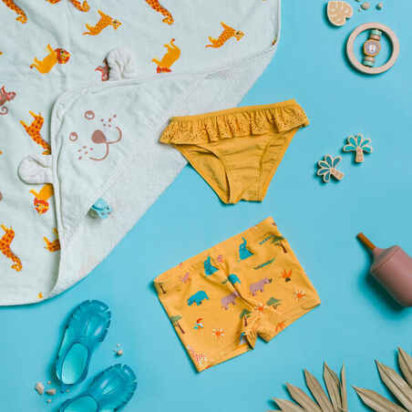 Vaikų / kūdikių maudymosi šortai , geltoni, su savanos piešiniu