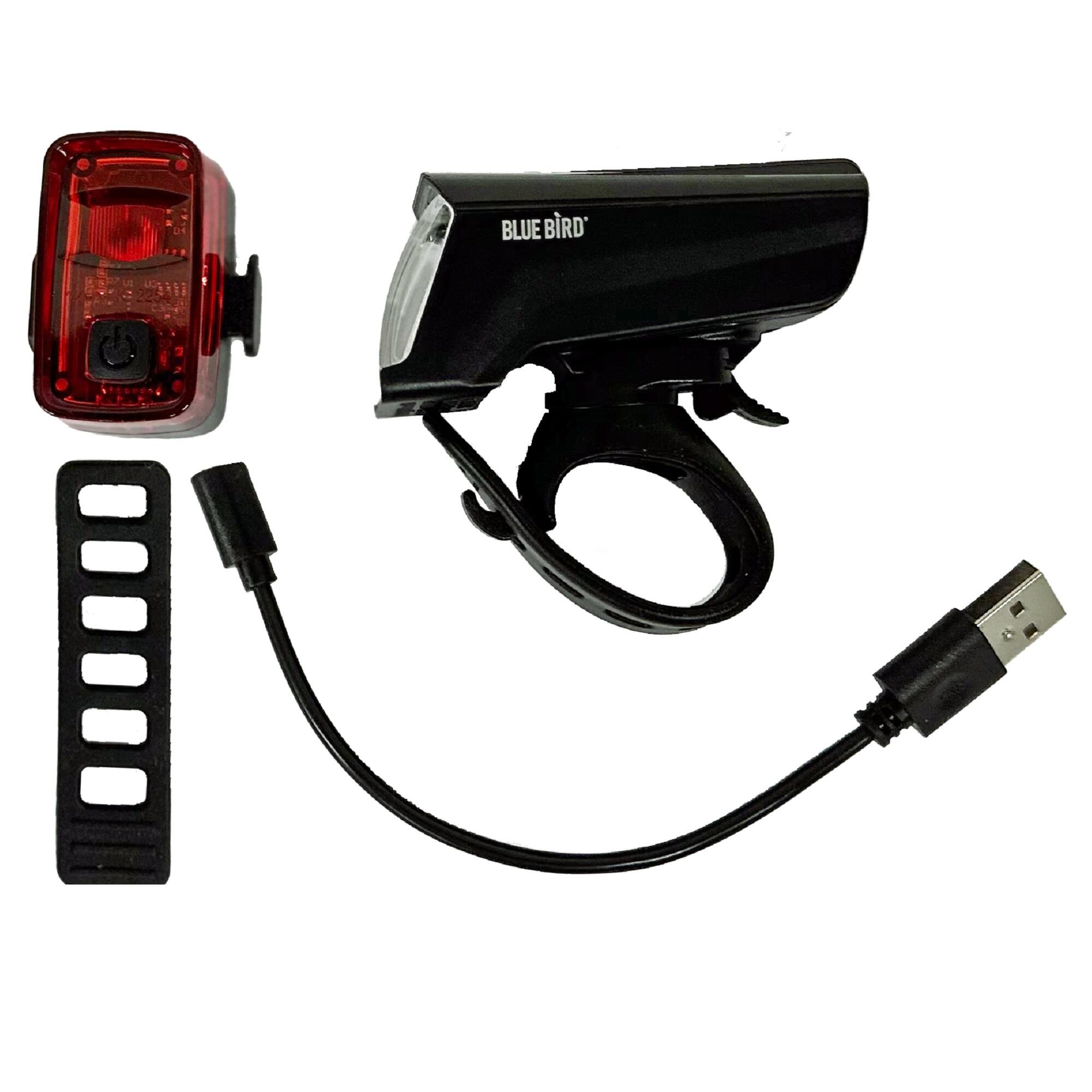 BLUE BIRD Fahrradbeleuchtung Set Front-/Rücklicht Bluebird LED 35/15 LUX USB