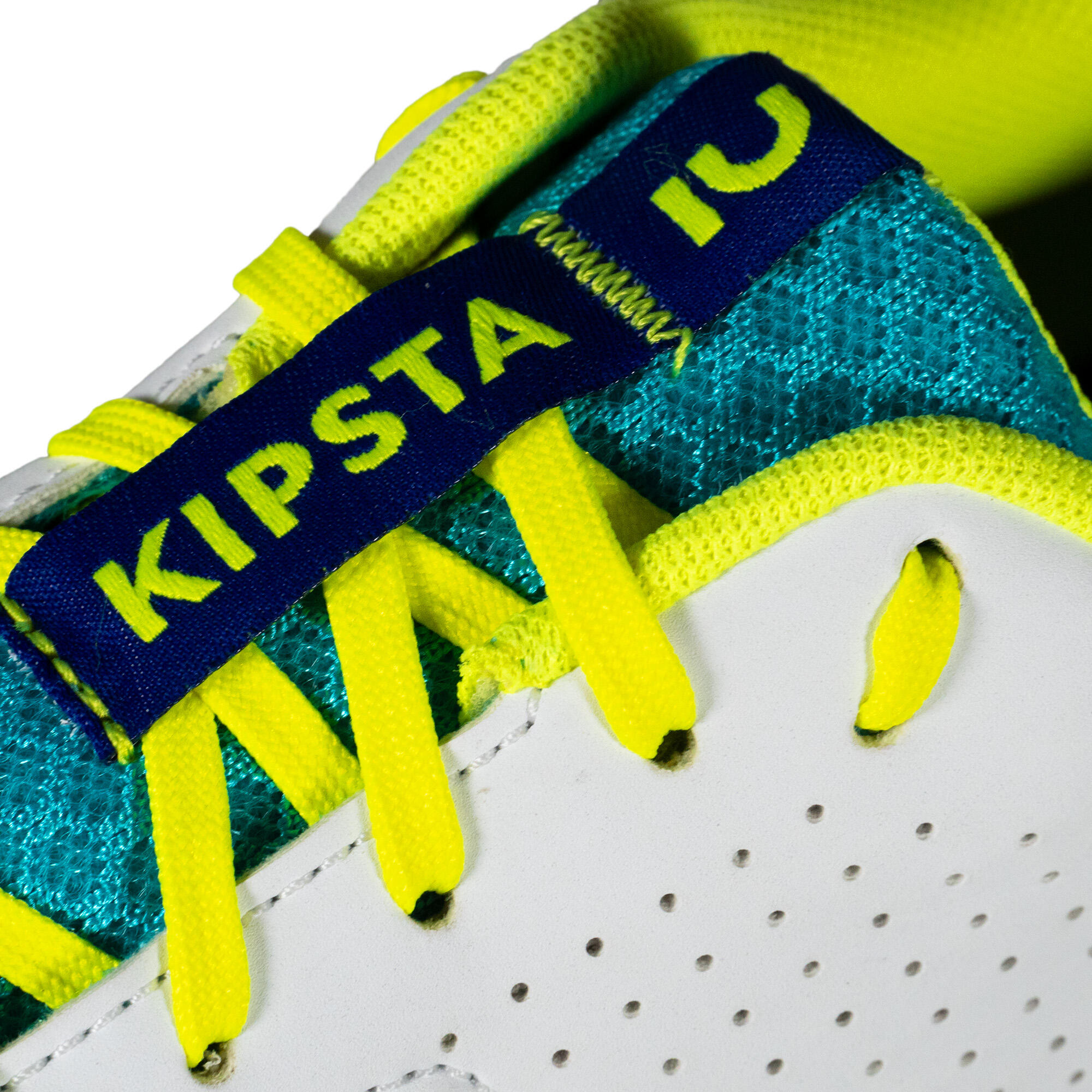 Zapatillas voleibol VS100 confort cordones blanca/azul y verde. 5/11