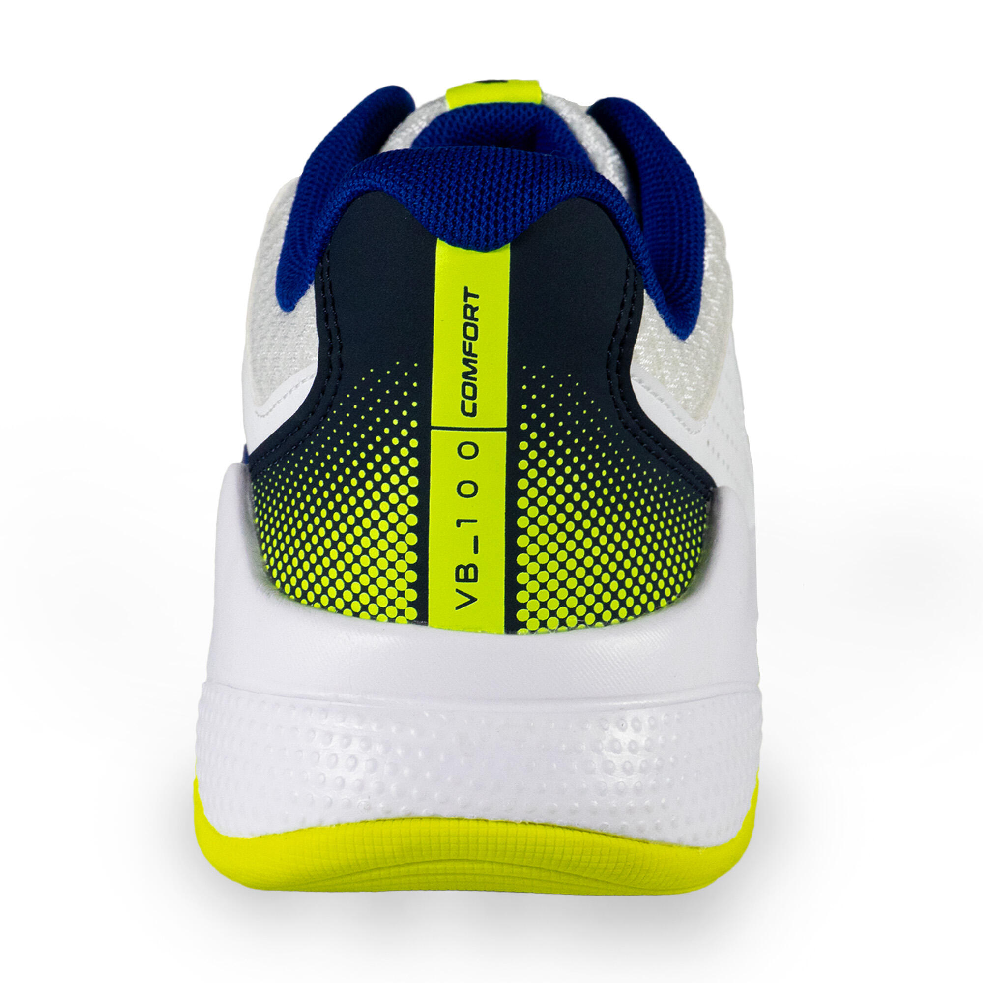 Chaussure de volley ball adulte confort blanche Bleu et Jaune fluo