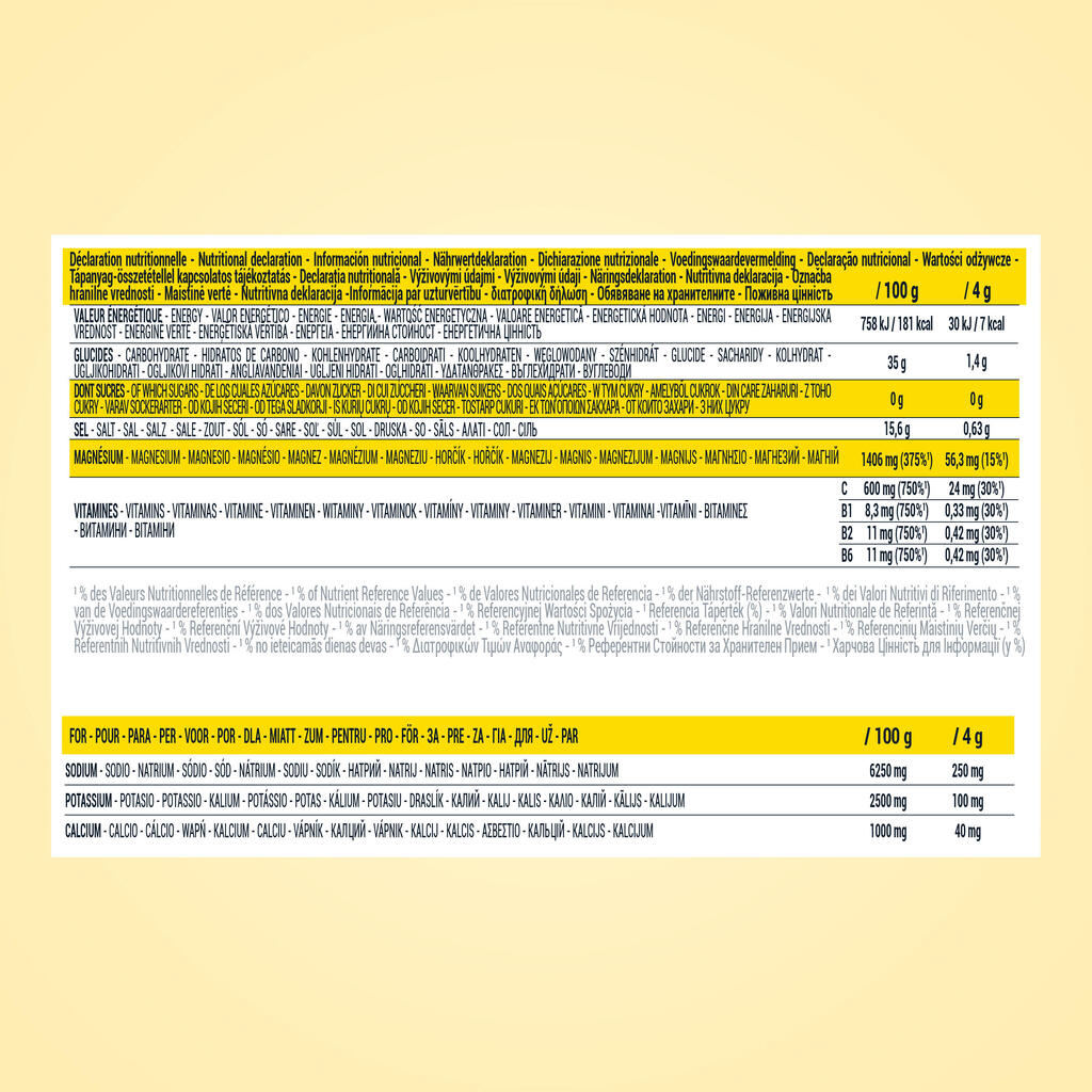 Sugar-free electrolyte drink effervescent tablets lemon 40x4g