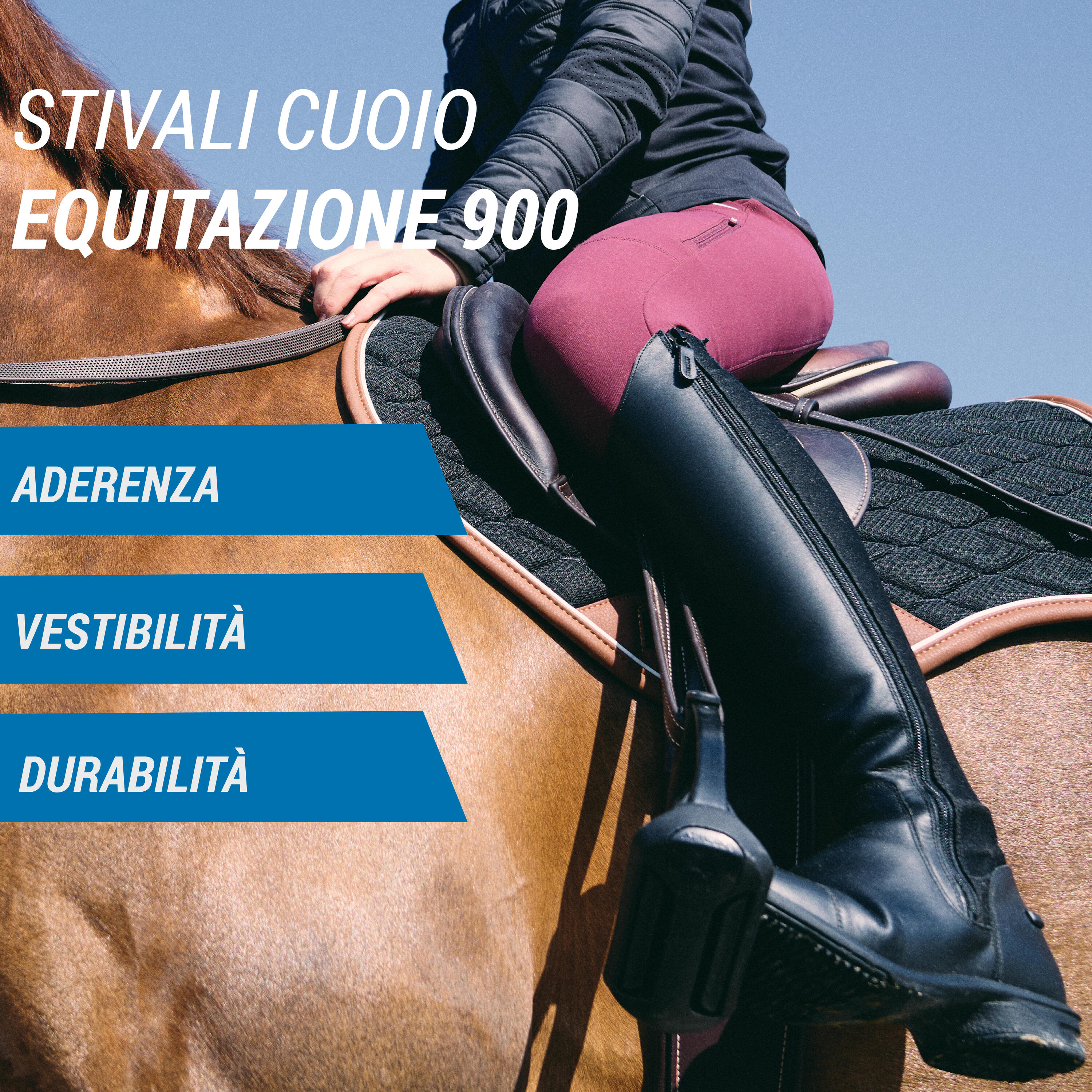 Stivali cuoio equitazione adulto 560 neri 2/8