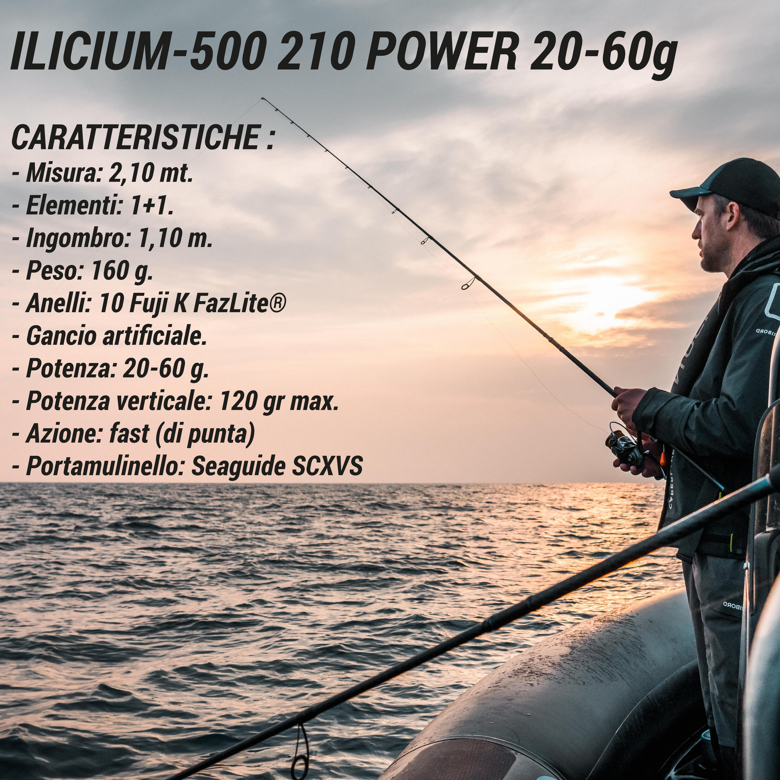 Canna pesca in mare con artificiali ILICIUM-500 210 POWER 20-60g 2/13