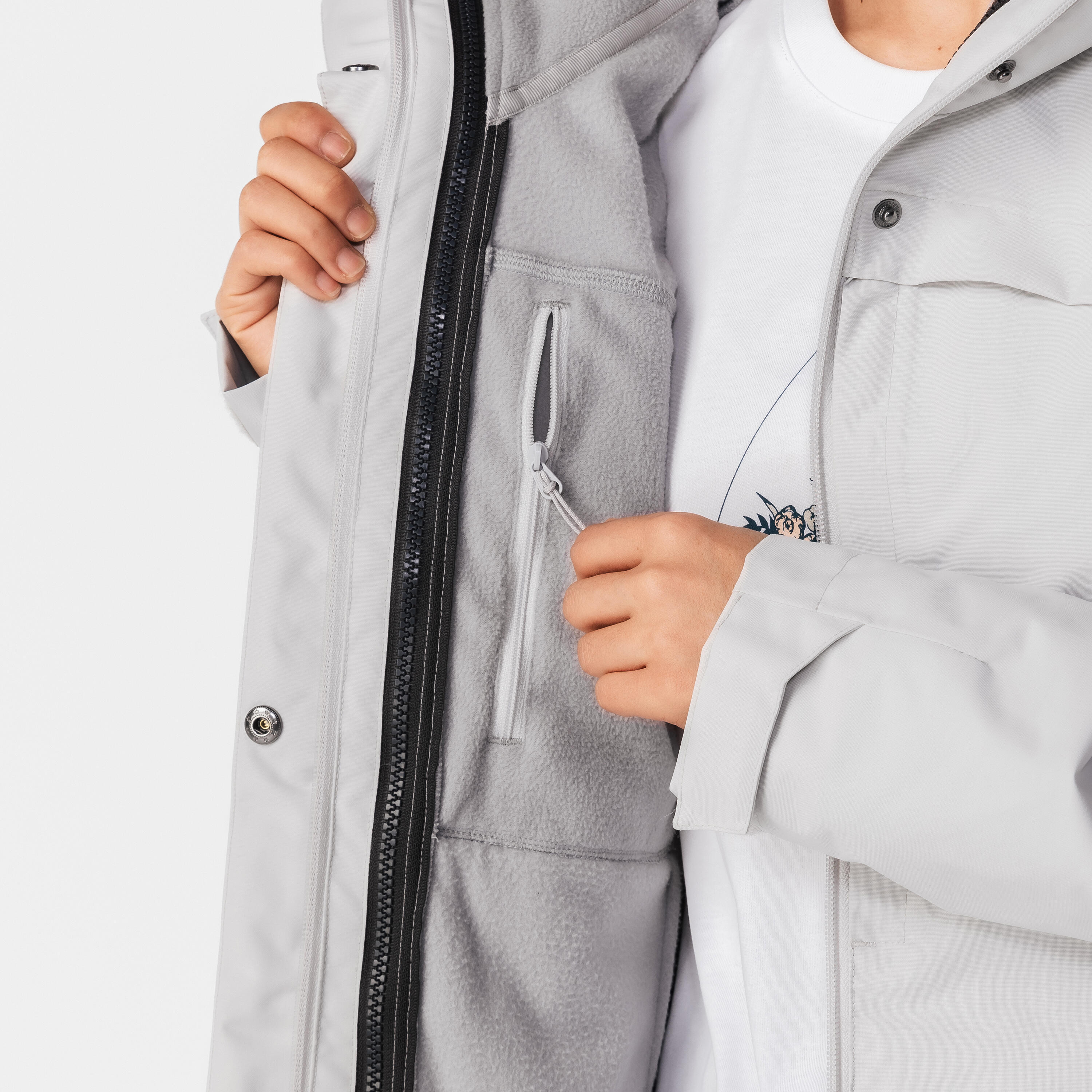 Women’s 3-in-1 warm hiking jacket 0°C, NH100 - Grey