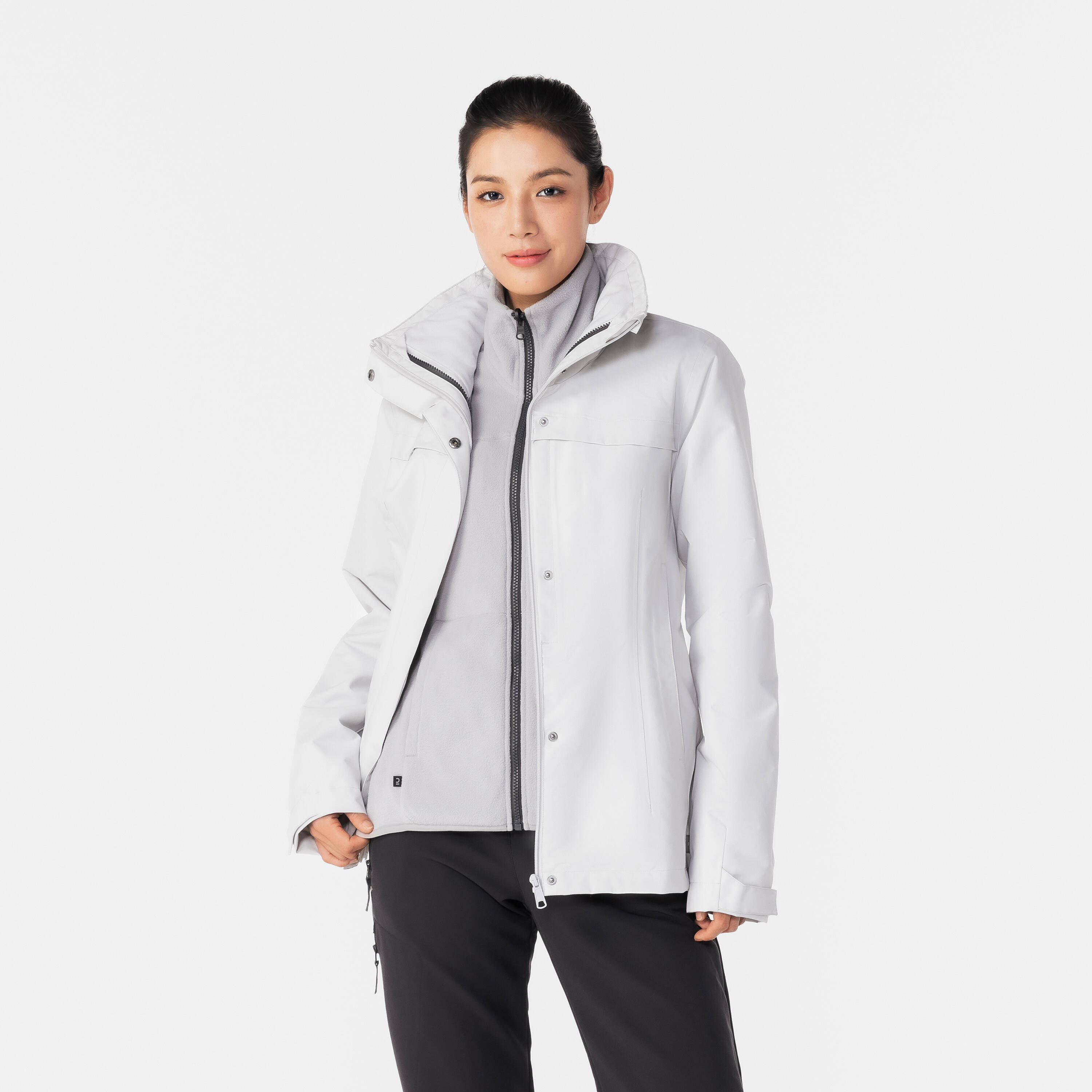 Women’s 3-in-1 warm hiking jacket 0°C, NH100 - Grey -  1