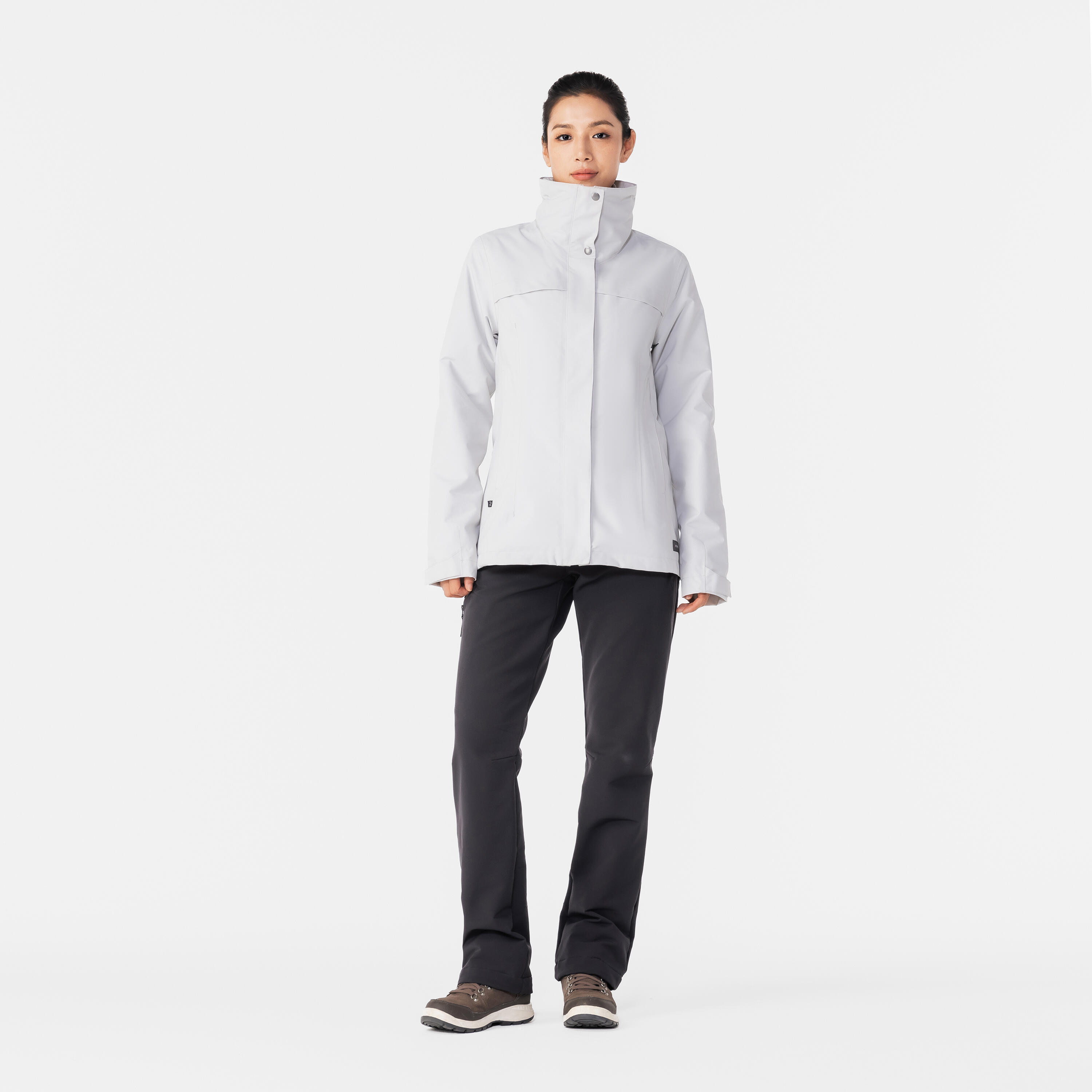 Women’s 3-in-1 warm hiking jacket 0°C, NH100 - Grey