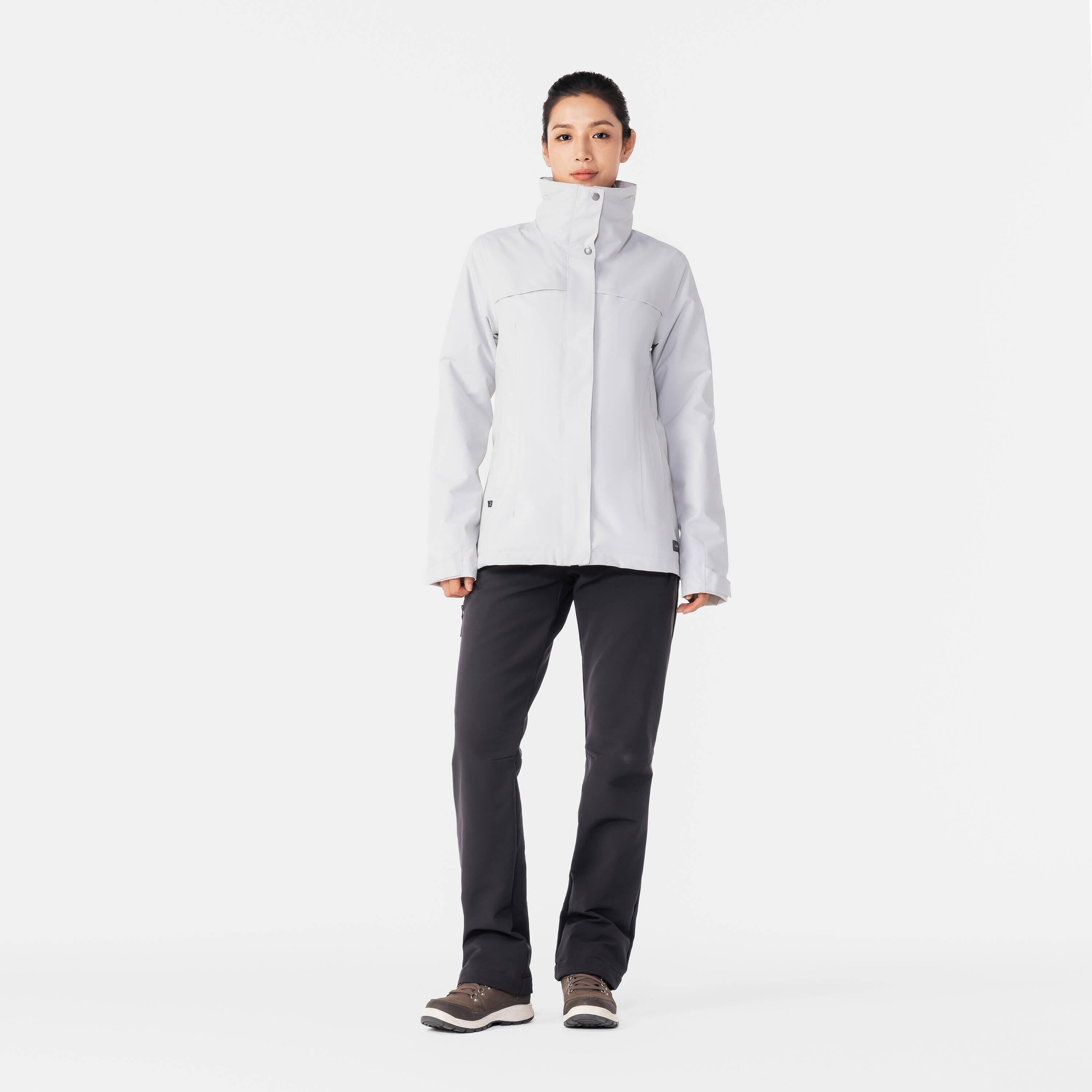 Women’s 3-in-1 warm hiking jacket 0°C, NH100 - Grey -  3