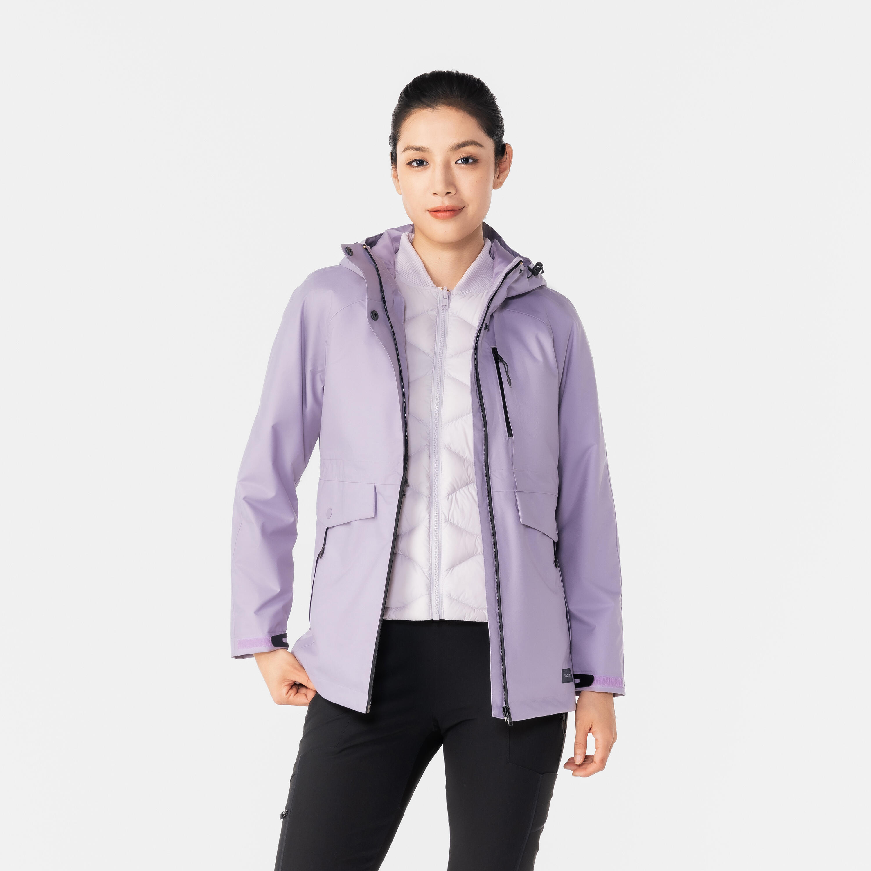 3-IN-1 Women's Padded Jacket, NH500 - Purple
