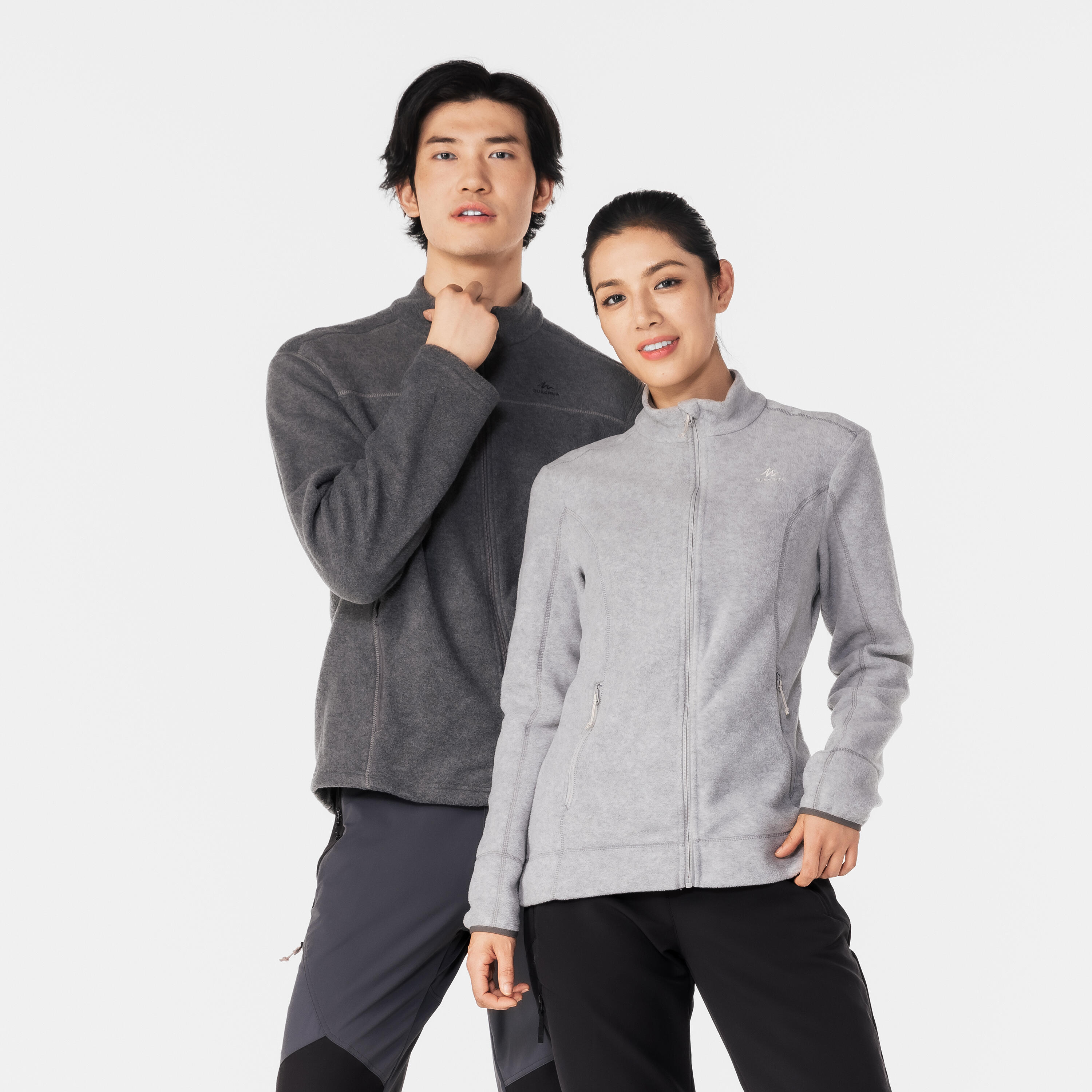 Women's Fleece Jacket - SH 500 Grey - Pearl grey - Quechua - Decathlon