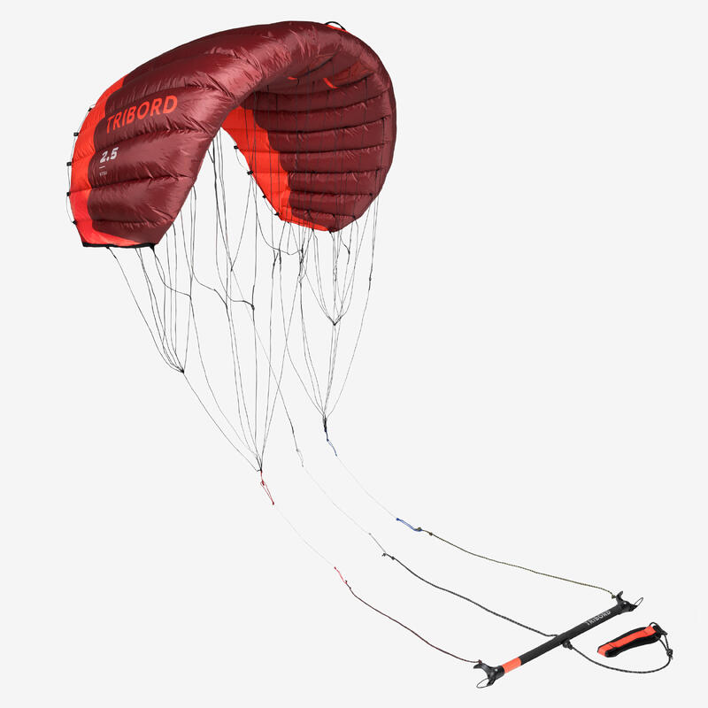 TRACTION KITE KS100 2.5 m2 red with bar ORAO Decathlon