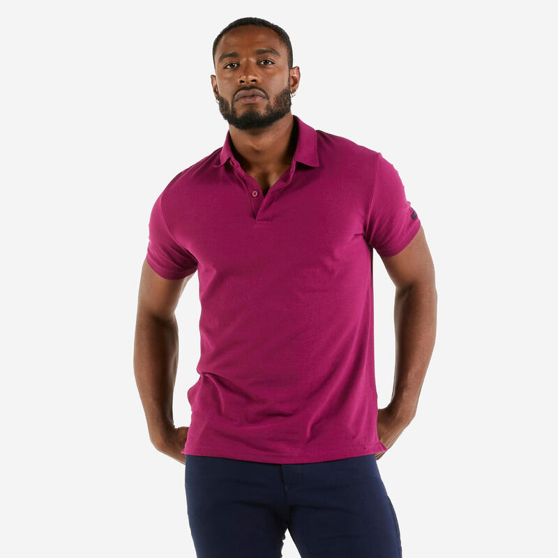 Tricou Polo navigație Sailing 100 Bleumarin-Roșu Bărbați