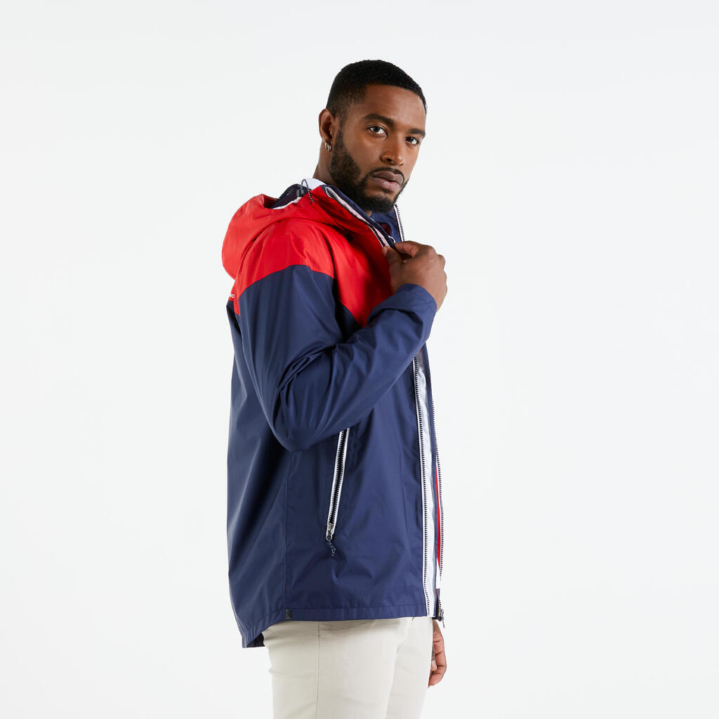 Chaqueta impermeable y rompevientos para hombre Tribord Sailing 100 azul - rojo