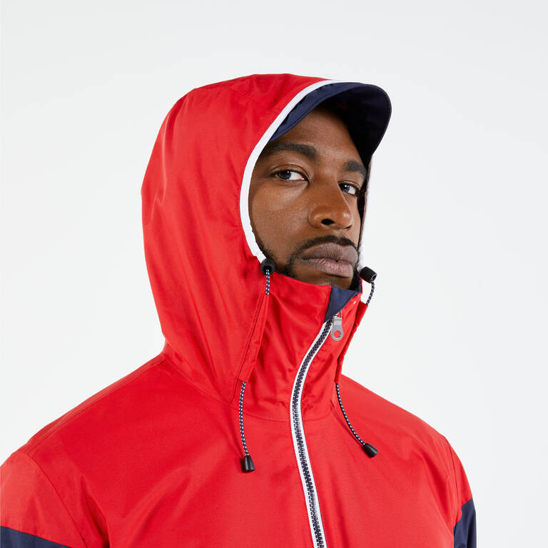 Men's Waterproof Sailing Jacket 100 - Blue Red