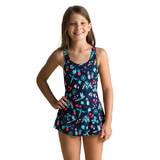 Girls Swimming  One piece skirt swimsuit Vega  Navy Blue