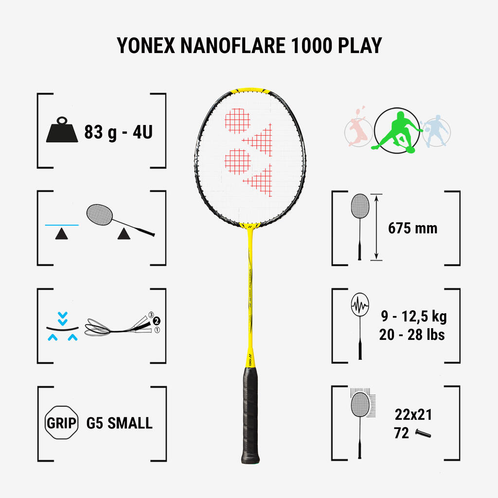 Badmintonschläger Yonex - Nanoflare 1000 Play gelb 