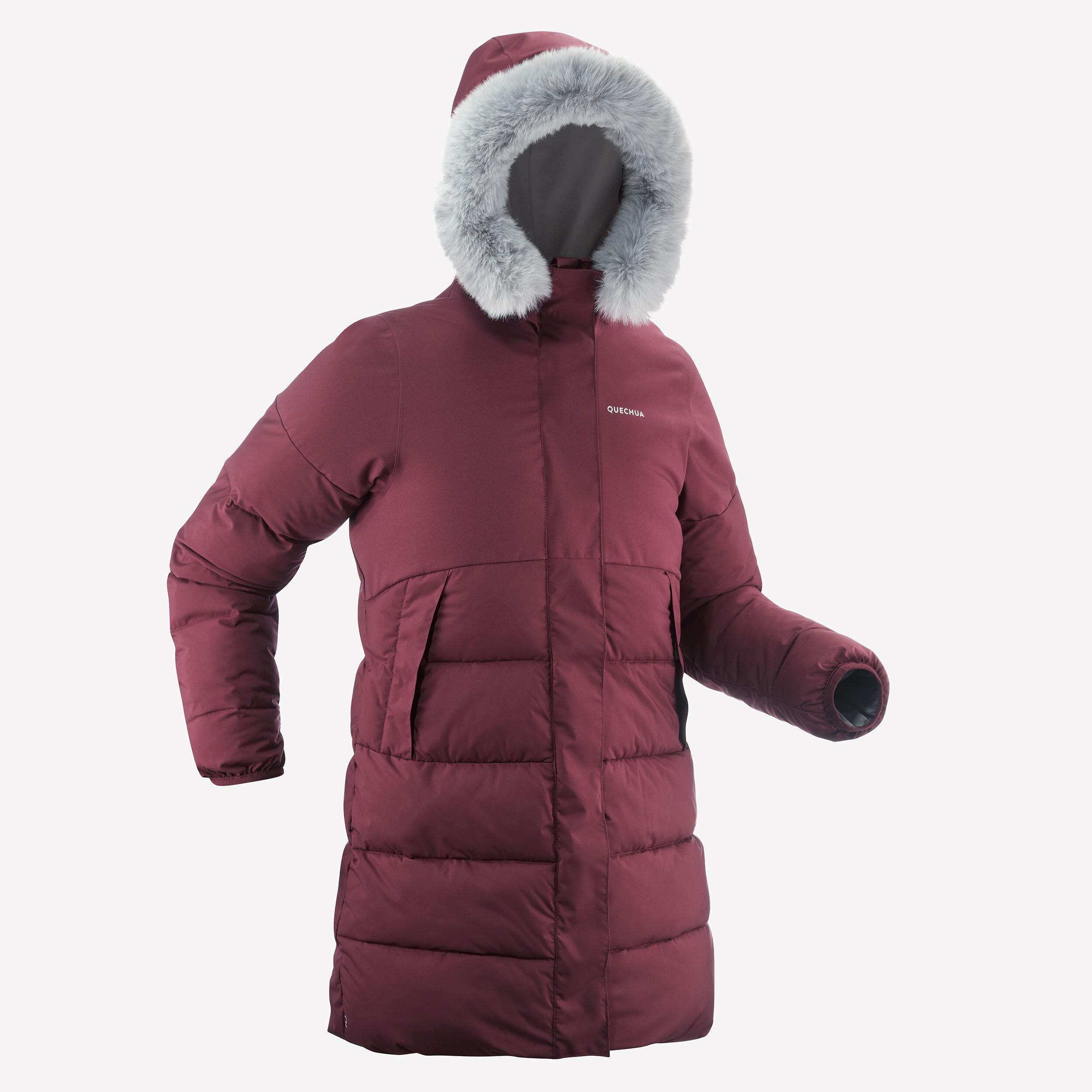 Kids’ warm, padded hiking jacket - 7-15 years - NH500 - Blue/Maroon 2/14
