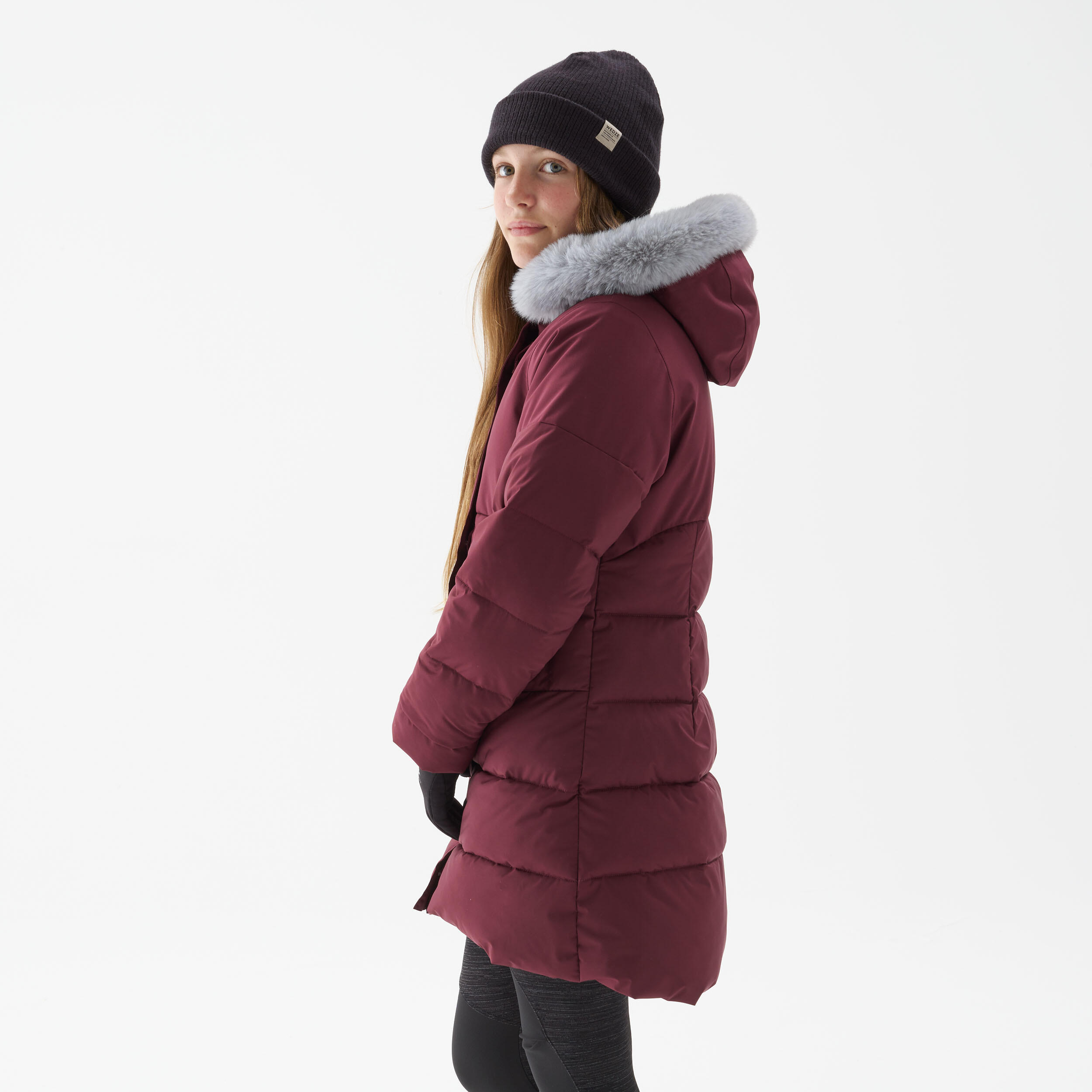 Doudoune chaude de randonnée enfant 7-15 ans, NH500 bleu bordeaux