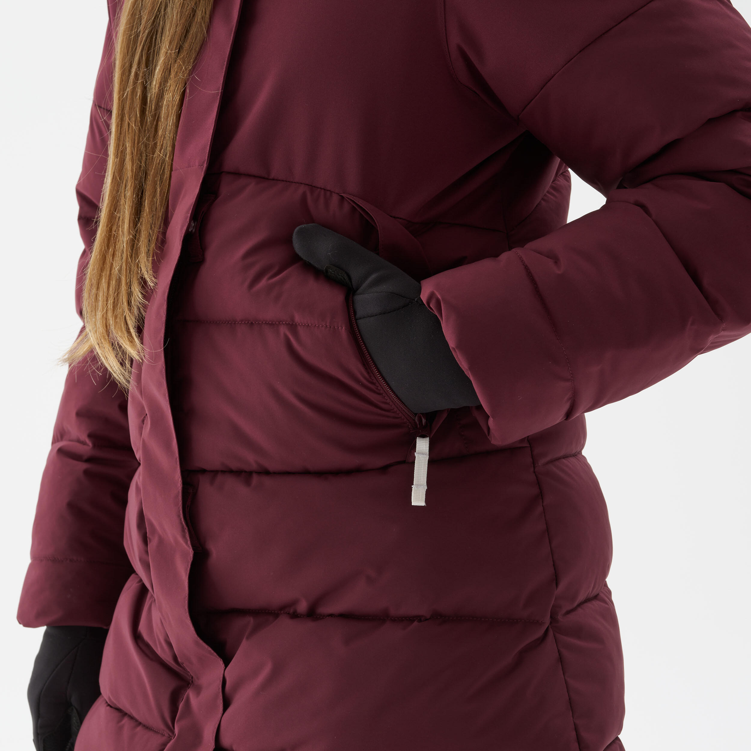Kids’ warm, padded hiking jacket - 7-15 years - NH500 - Blue/Maroon 6/14