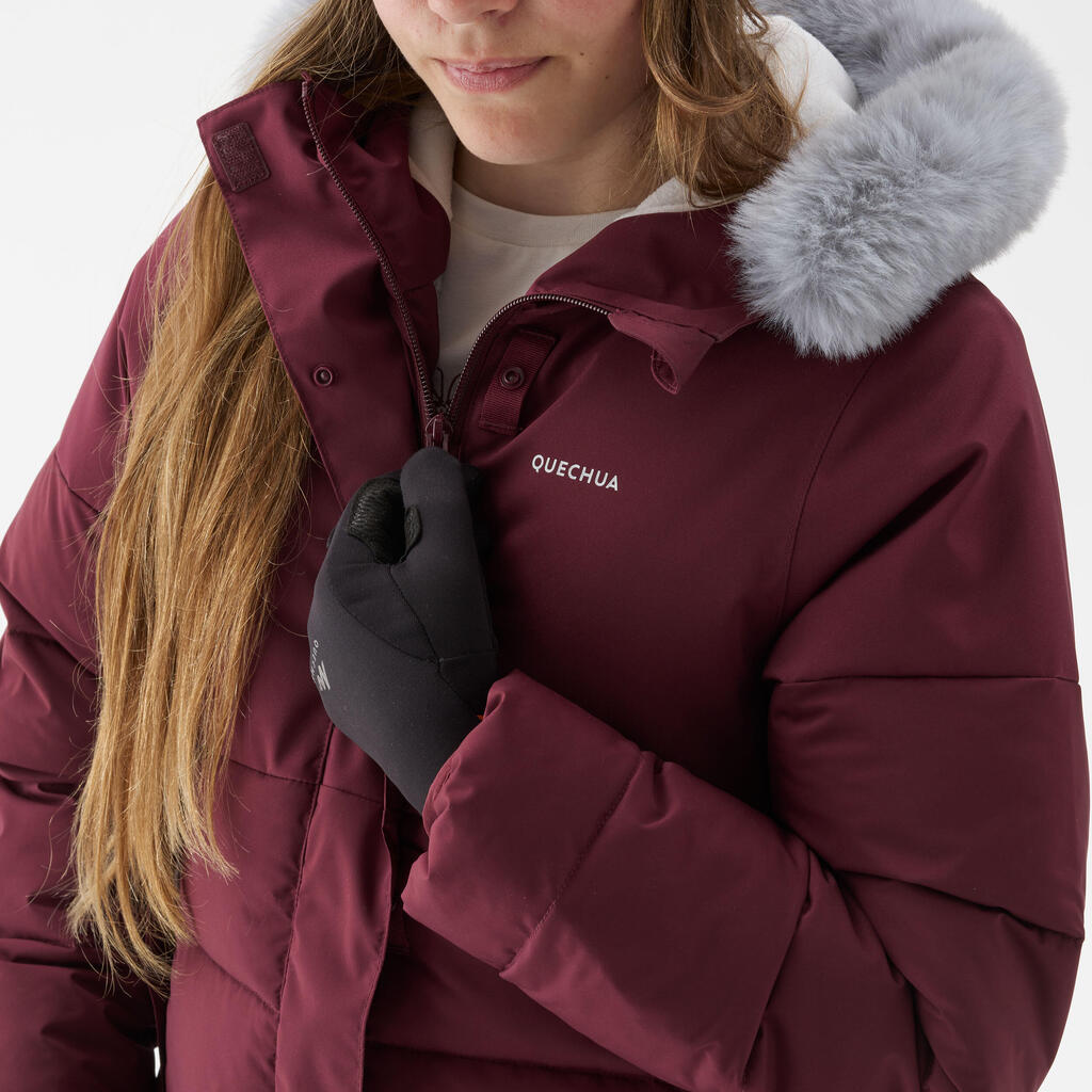 Dievčenská prešívaná bunda SH500 do -8 °C hrejivá a nepremokavá 7-15 rokov