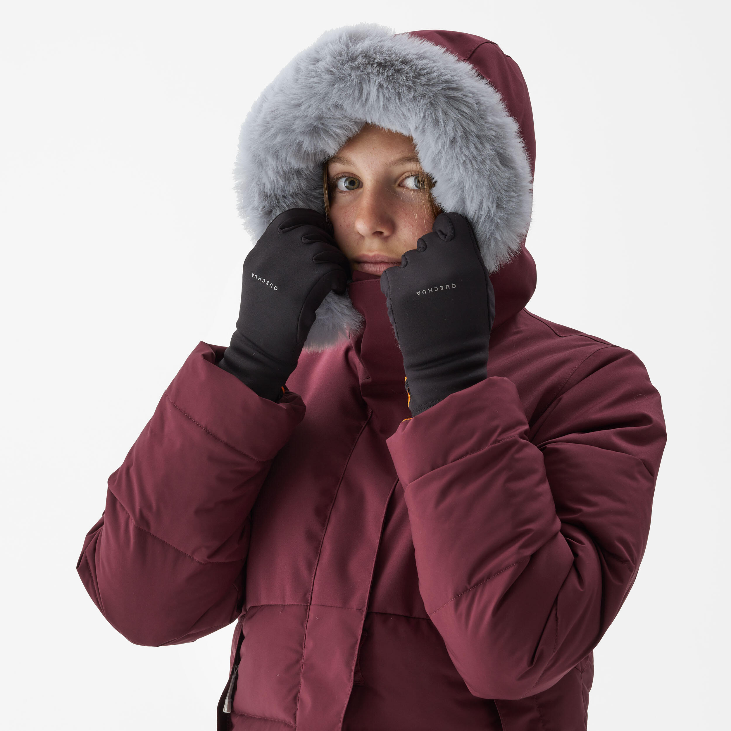 Kids’ warm, padded hiking jacket - 7-15 years - NH500 - Blue/Maroon 11/14