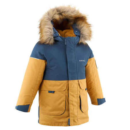 Kids' warm hiking parka -SH500 MOUNTAIN- ochre