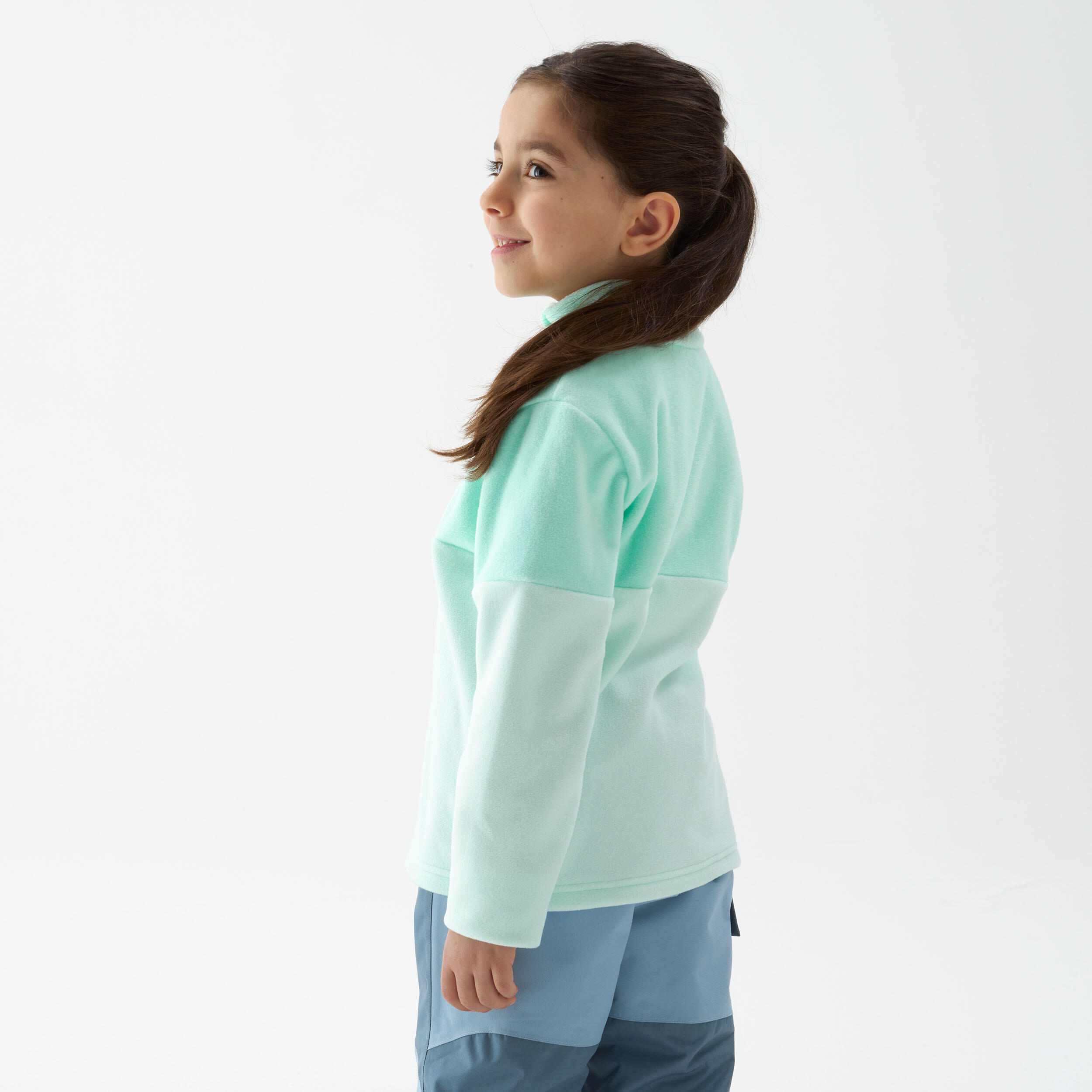 Kids’ Hiking Fleece - MH120 turquoise - ages 2–6  5/6