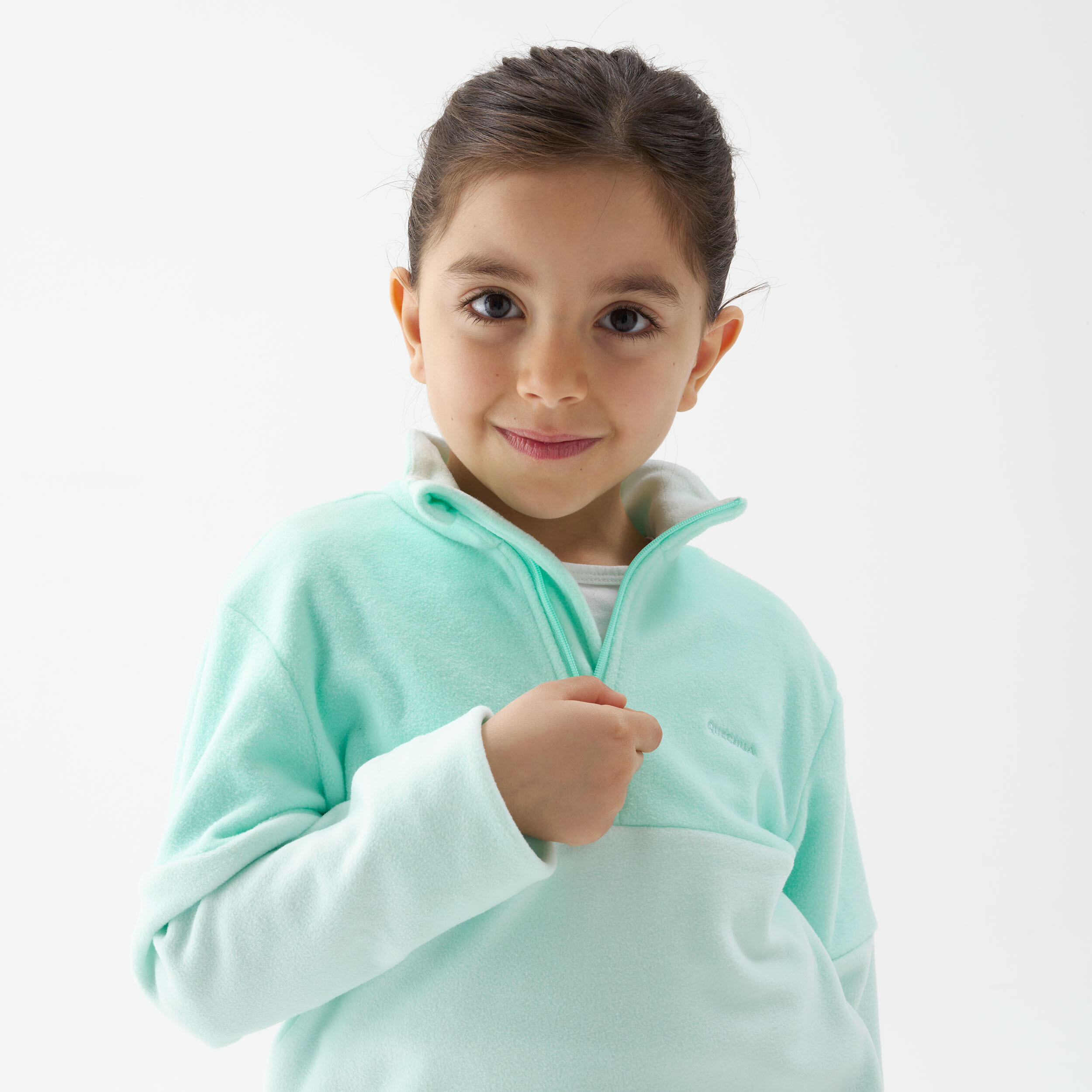 Kids’ Hiking Fleece - MH120 turquoise - ages 2–6  6/6