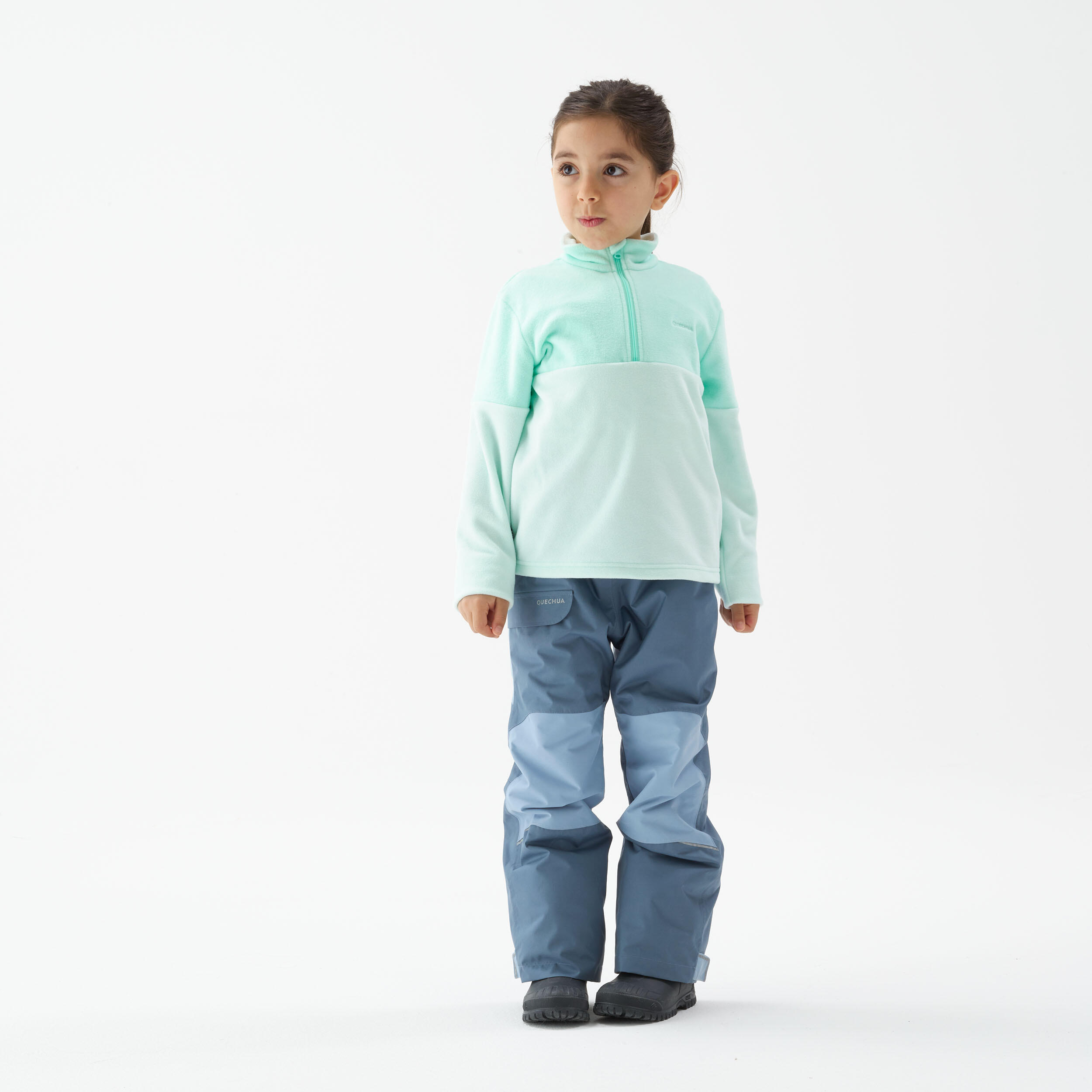 Kids’ Hiking Fleece - MH120 turquoise - ages 2–6  3/6