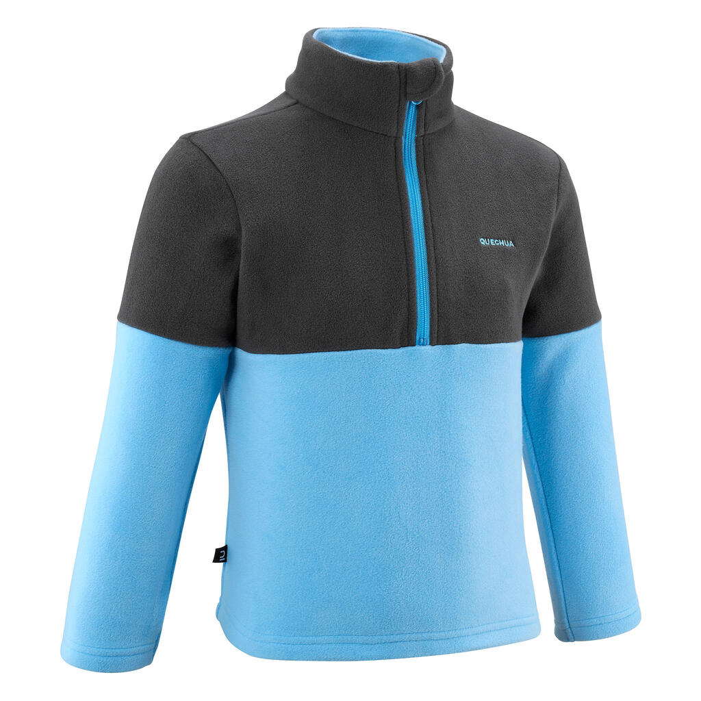 Fleecepullover Kinder Grösse 92–116 Wandern - MH120 blau/grau