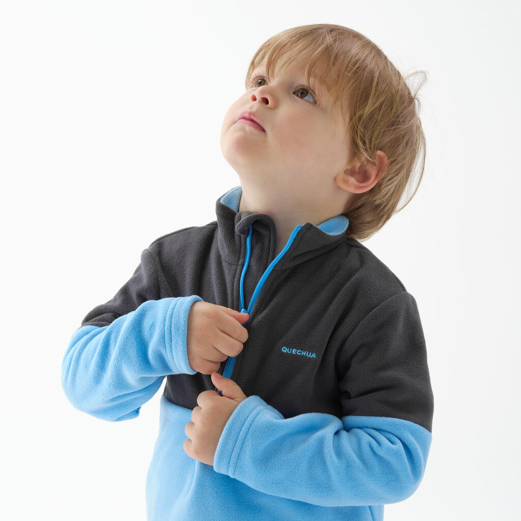 Bērnu (2–6 gadi) flīsa pārgājienu jaka “MH120”, zila/pelēka