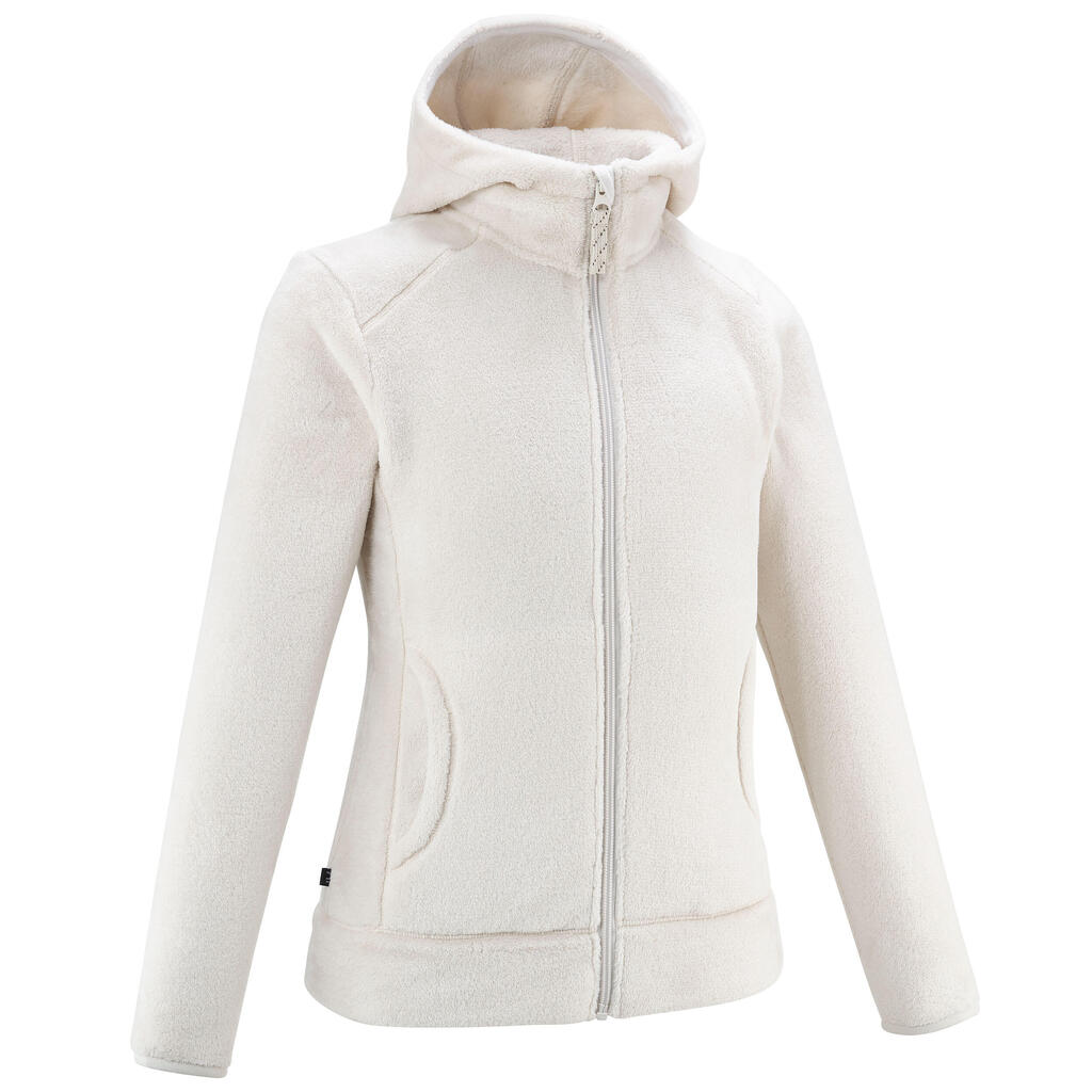 Veste polaire chaude de randonnée enfant 7-15 ans, NH500 zip beige