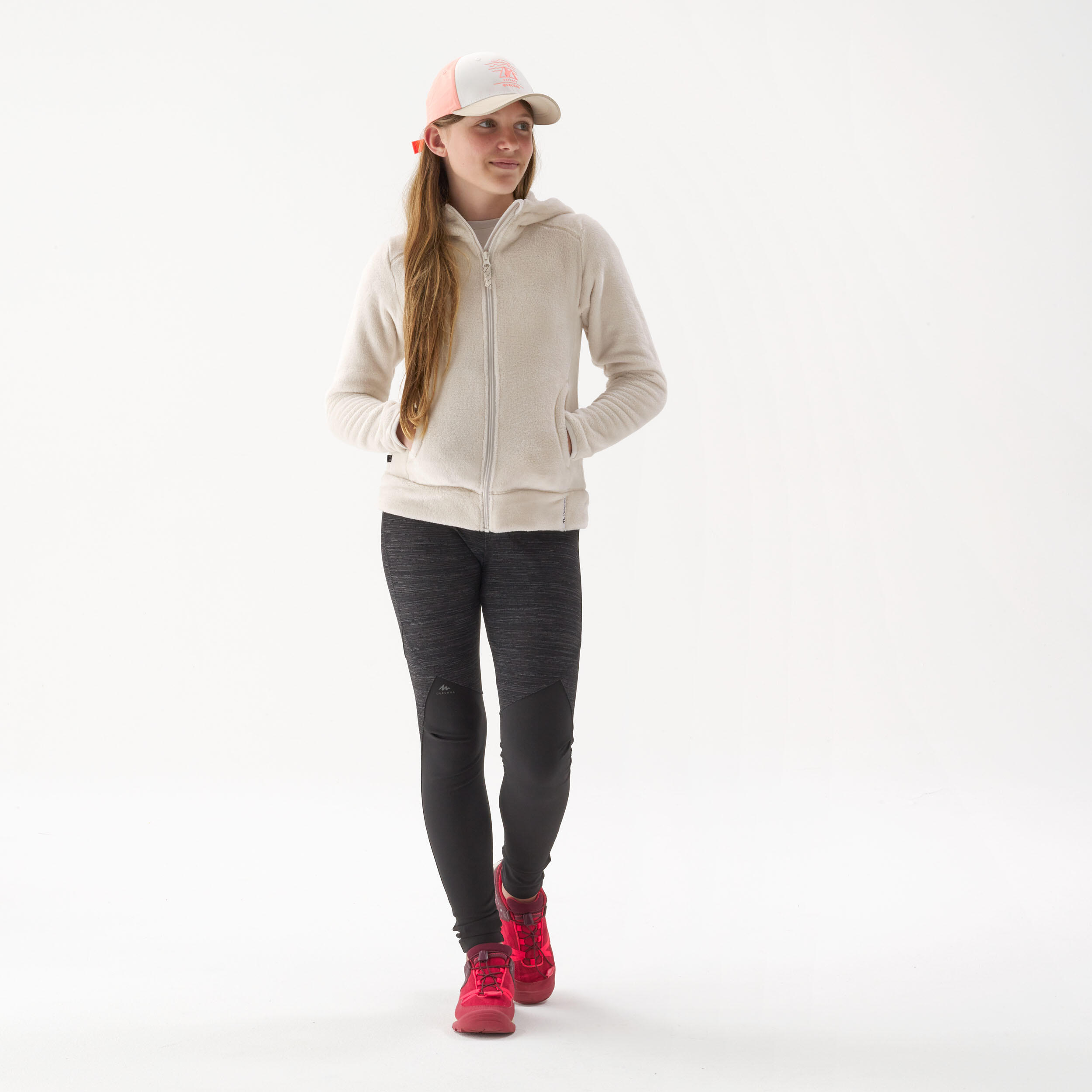 Fleecejacke Kinder Gr. 122–170 warm Wandern - NH500 Zip weiß 4/10
