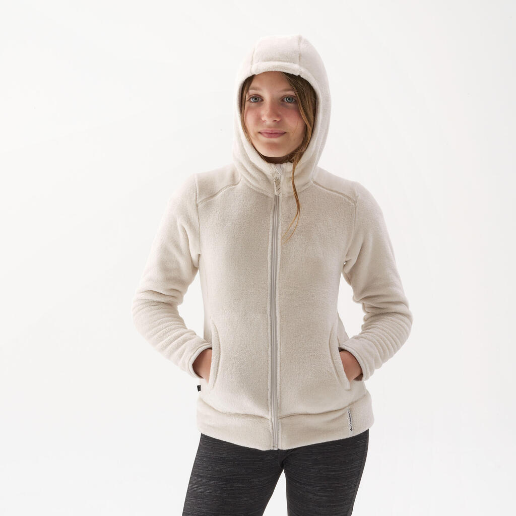 Fleecejacke Kinder Gr. 122–170 warm Wandern - NH500 Zip weiß