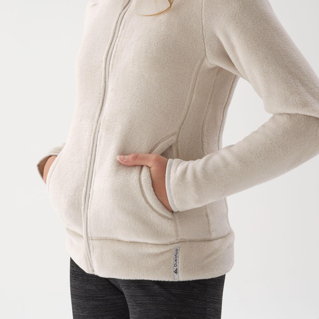 Veste polaire chaude de randonnée enfant 7-15 ans, NH500 zip beige